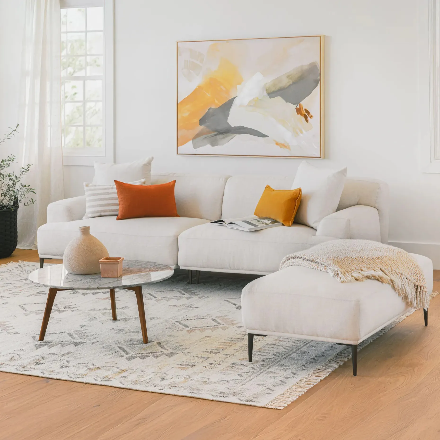 Abisko 45.5" Ottoman - Quartz White