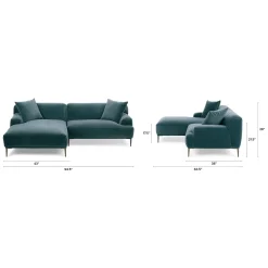 Abisko 94.5" Velvet Left Sectional - Plush Pacific Blue