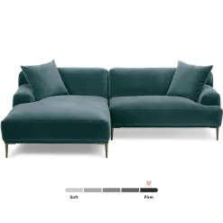 Abisko 94.5" Velvet Left Sectional - Plush Pacific Blue
