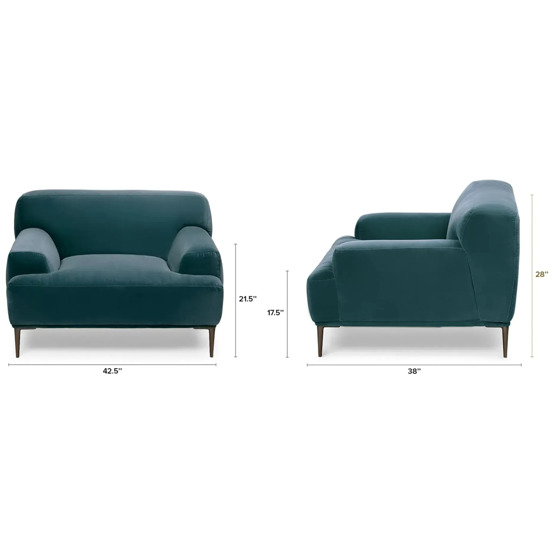 Abisko 42.5" Velvet Lounge Chair - Plush Pacific Blue