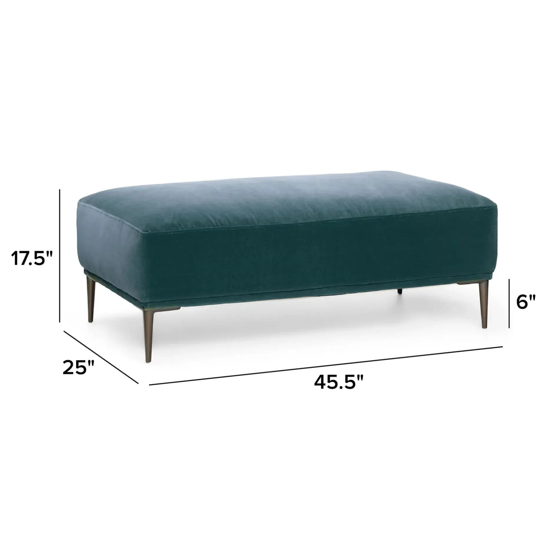 Abisko 45.5" Velvet Ottoman - Plush Pacific Blue