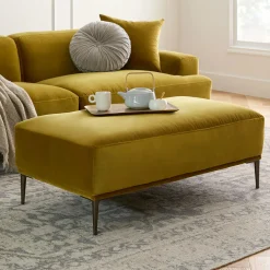 Abisko 45.5" Velvet Ottoman - Plush Yarrow Gold