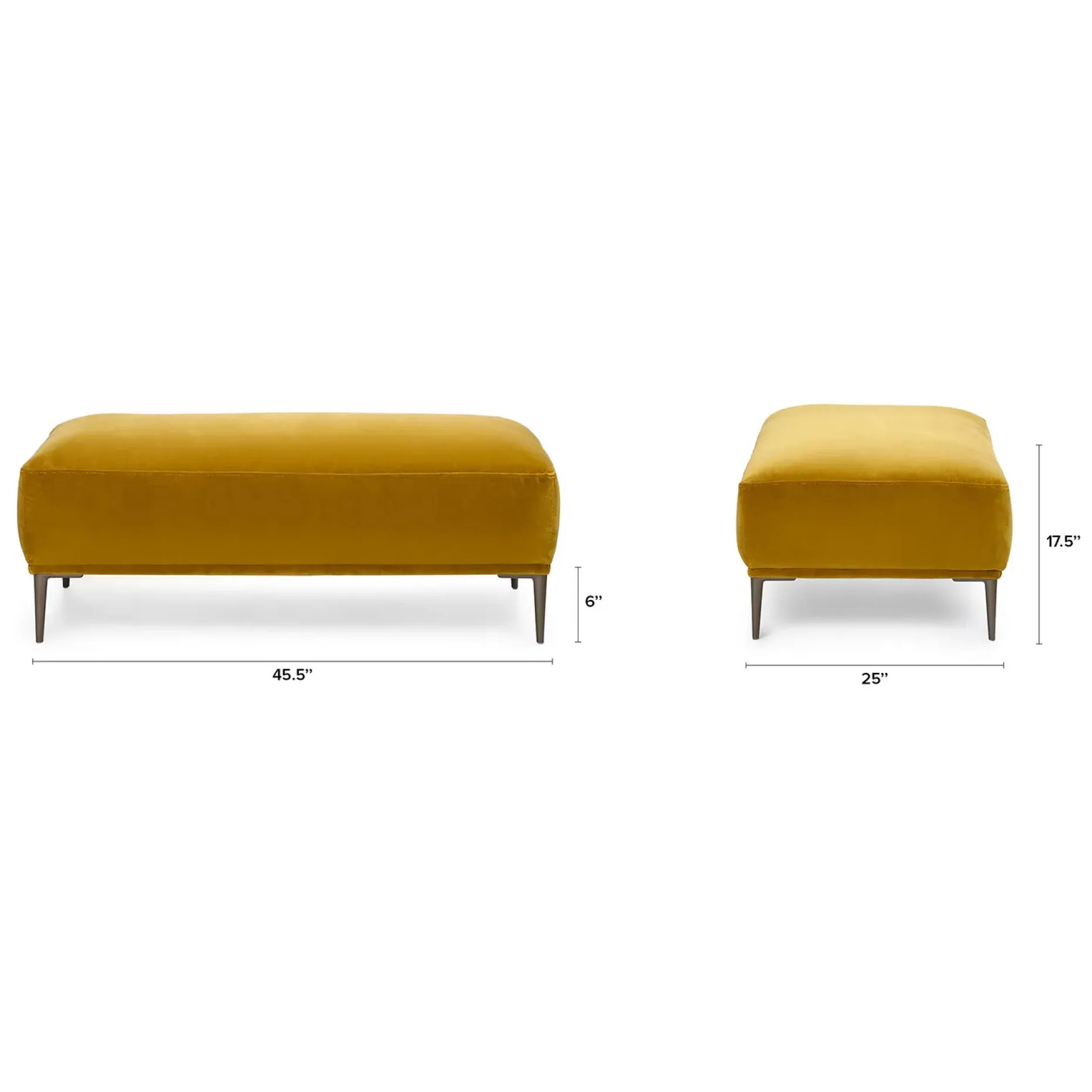 Abisko 45.5" Velvet Ottoman - Plush Yarrow Gold