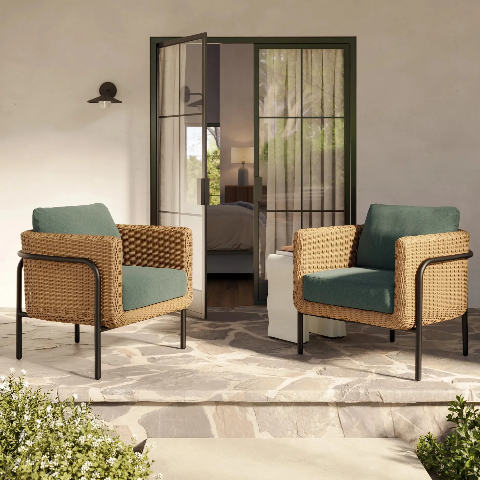 Aby 33" Outdoor Lounge Chair Set - Dravite Green