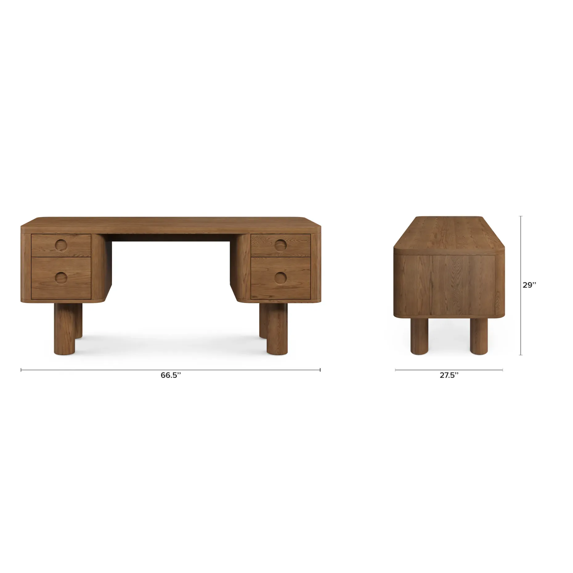 Adel 66.5" Desk - Smoked Oak