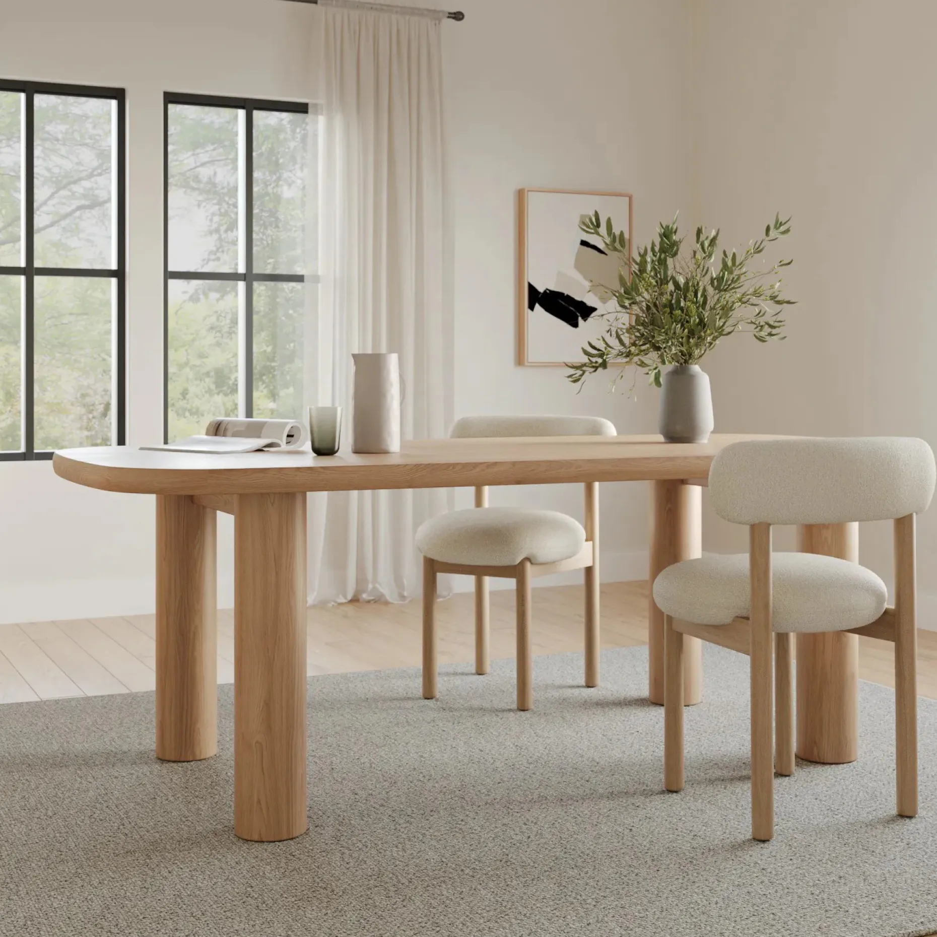 Adel 82.5" Dining Table - White Oak