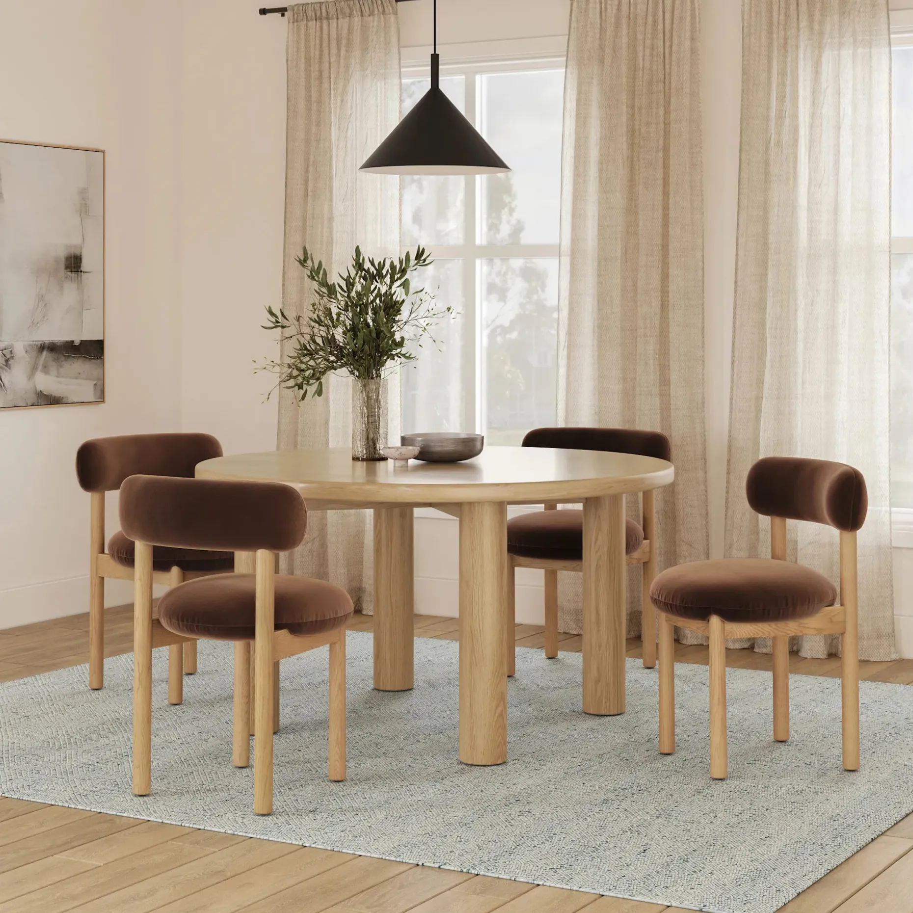 Adel 55.5" Round Dining Table - White Oak