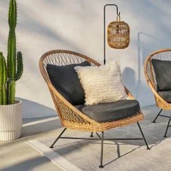 Aeri 37" Outdoor Lounge Chair Set - Slate Gray