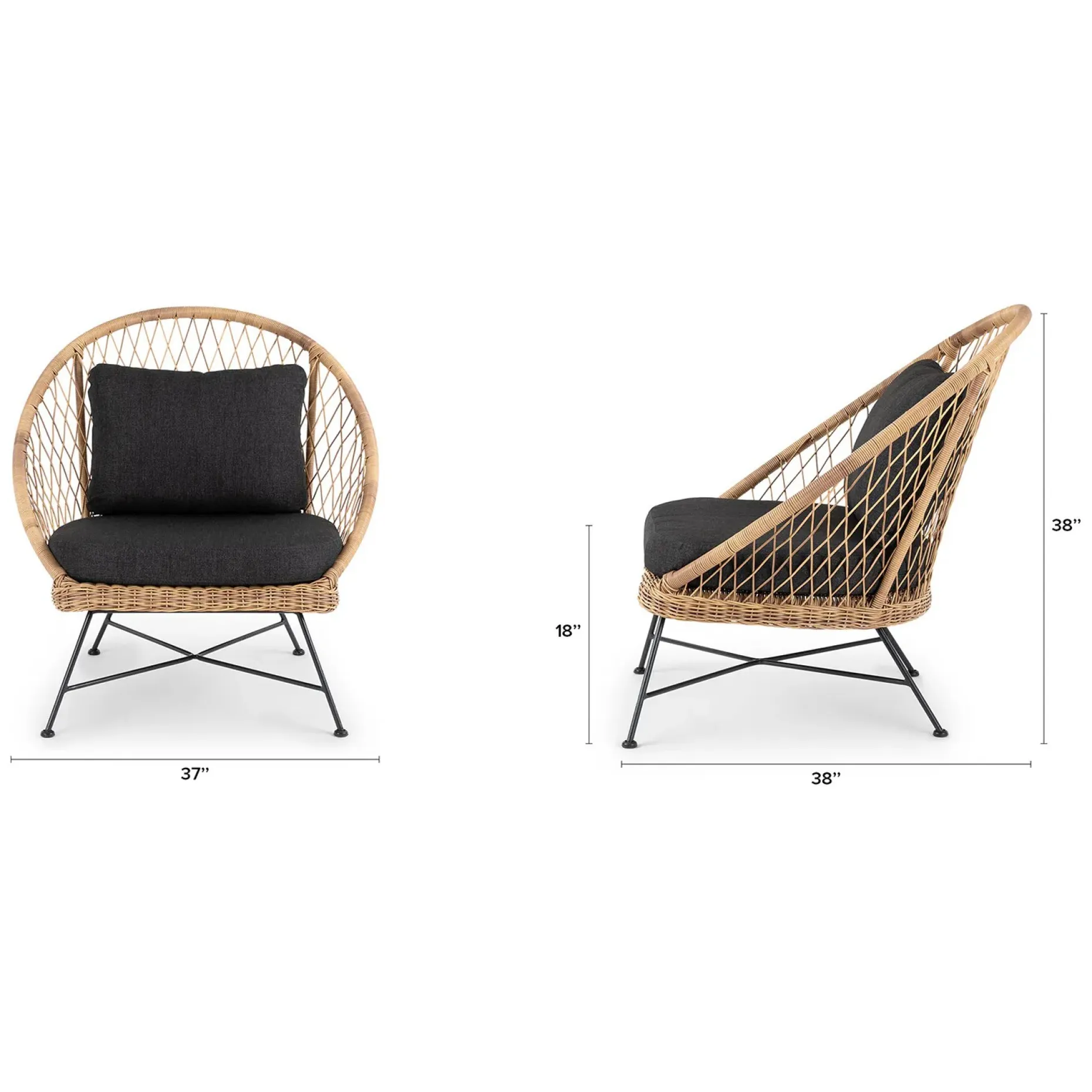 Aeri 37" Outdoor Lounge Chair - Slate Gray