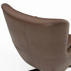 Agga 31" Leather Swivel Lounge Chair - Charme Chocolat