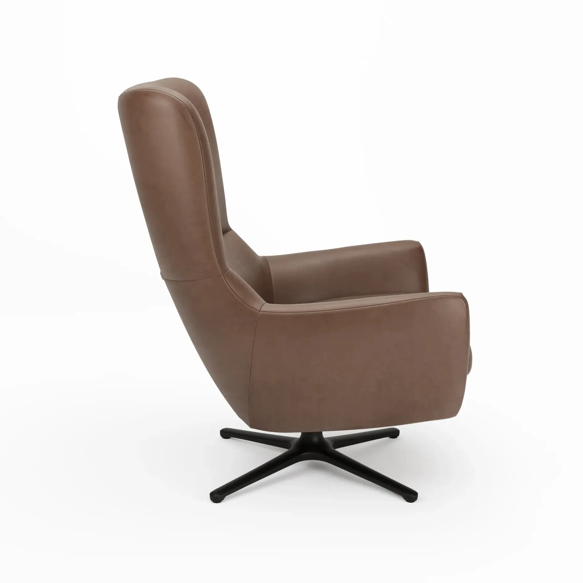 Agga 31" Leather Swivel Lounge Chair - Charme Chocolat