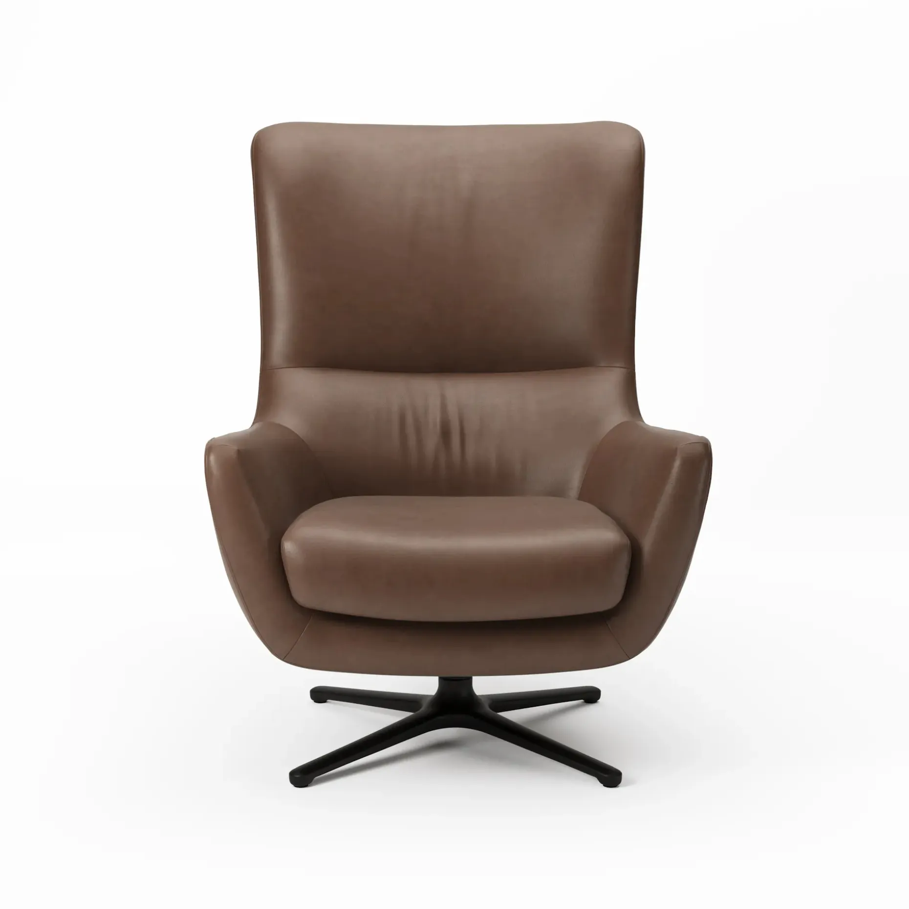 Agga 31" Leather Swivel Lounge Chair - Charme Chocolat