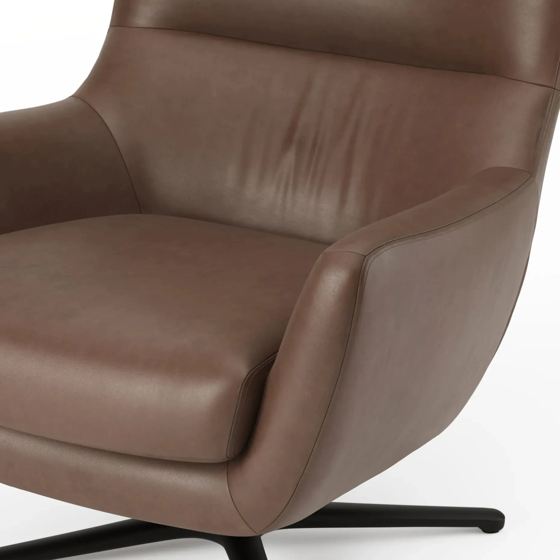 Agga 31" Leather Swivel Lounge Chair - Charme Chocolat