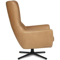 Agga 31" Leather Swivel Lounge Chair - Charme Tan