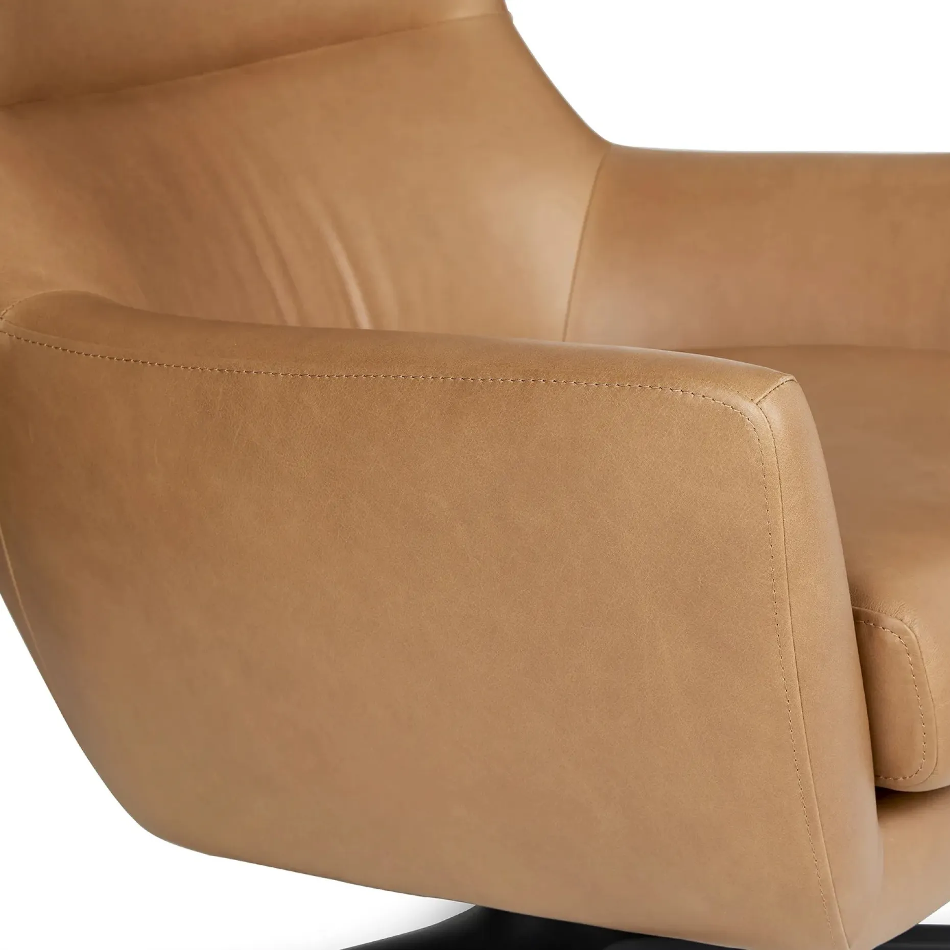 Agga 31" Leather Swivel Lounge Chair - Charme Tan