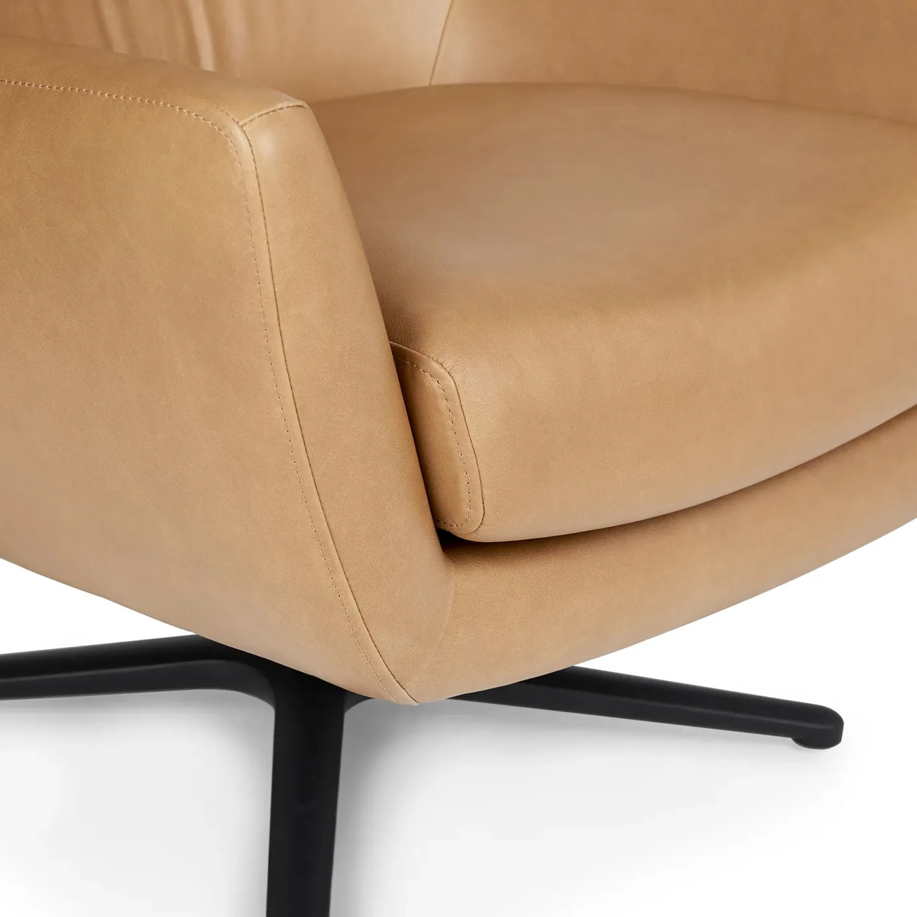 Agga 31" Leather Swivel Lounge Chair - Charme Tan