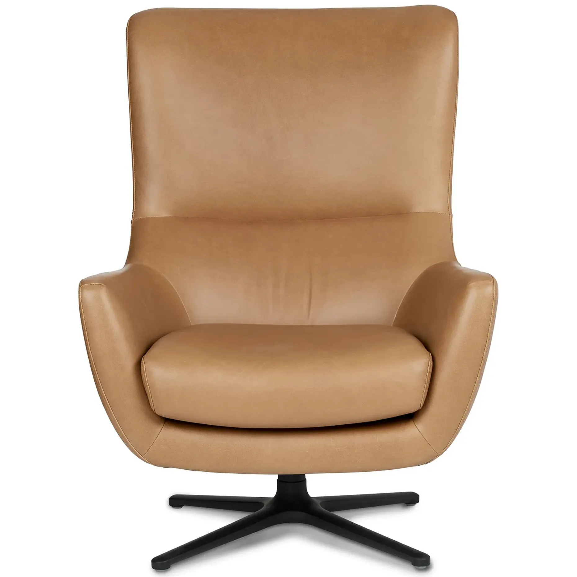Agga 31" Leather Swivel Lounge Chair - Charme Tan