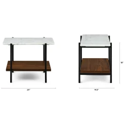 Agotu Marble Side Table - Walnut