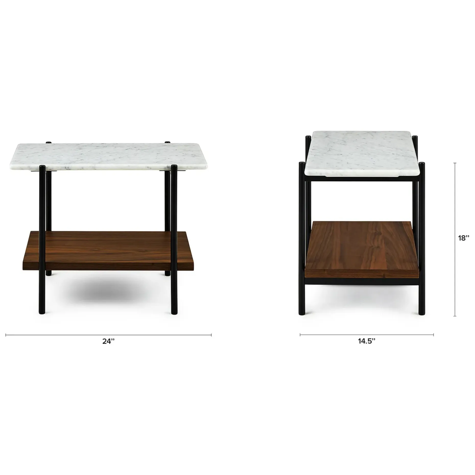 Agotu Marble Side Table - Walnut