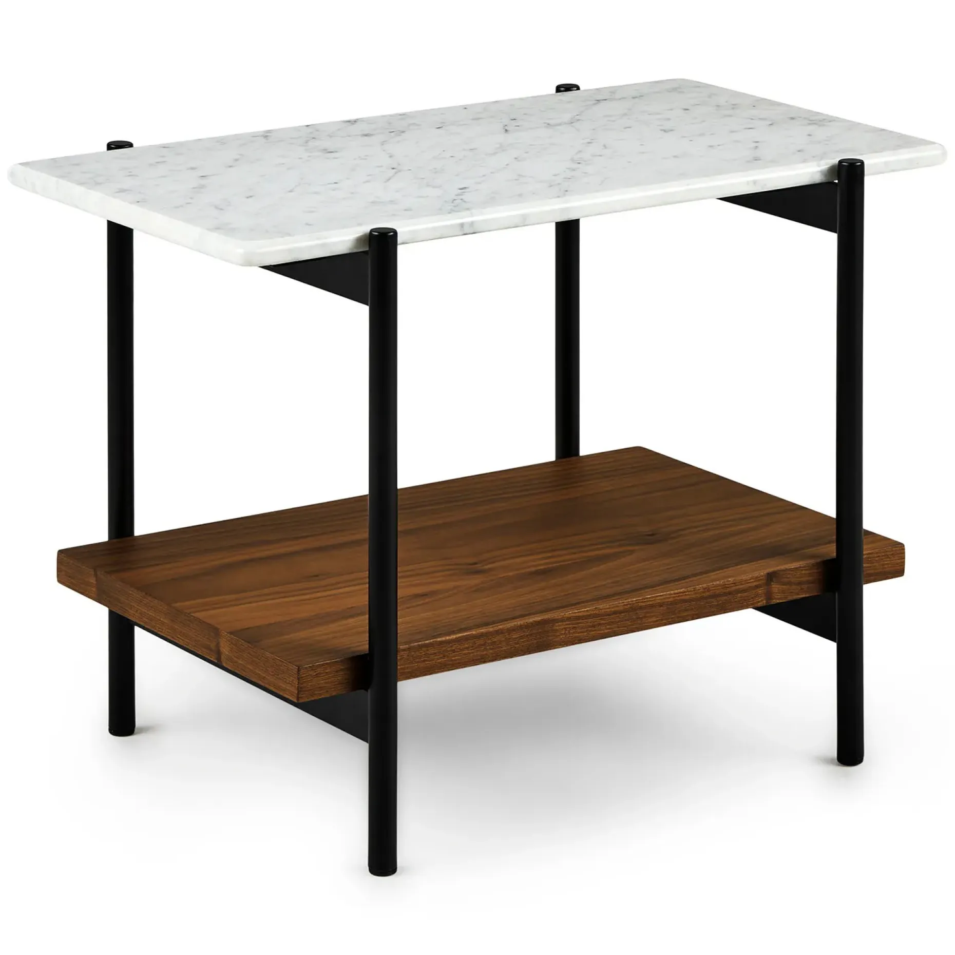 Agotu Marble Side Table - Walnut