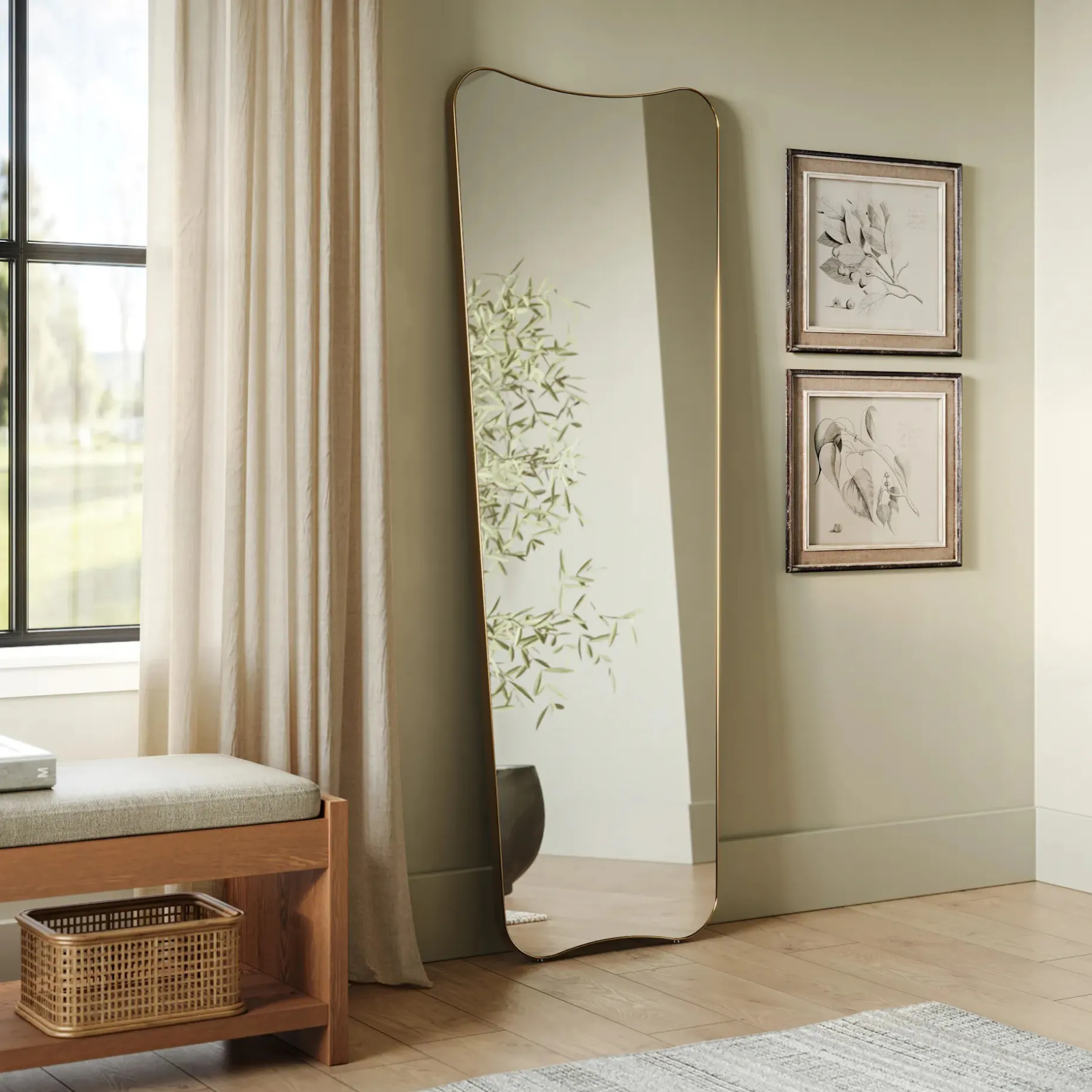 Alice Floor Mirror - Brass