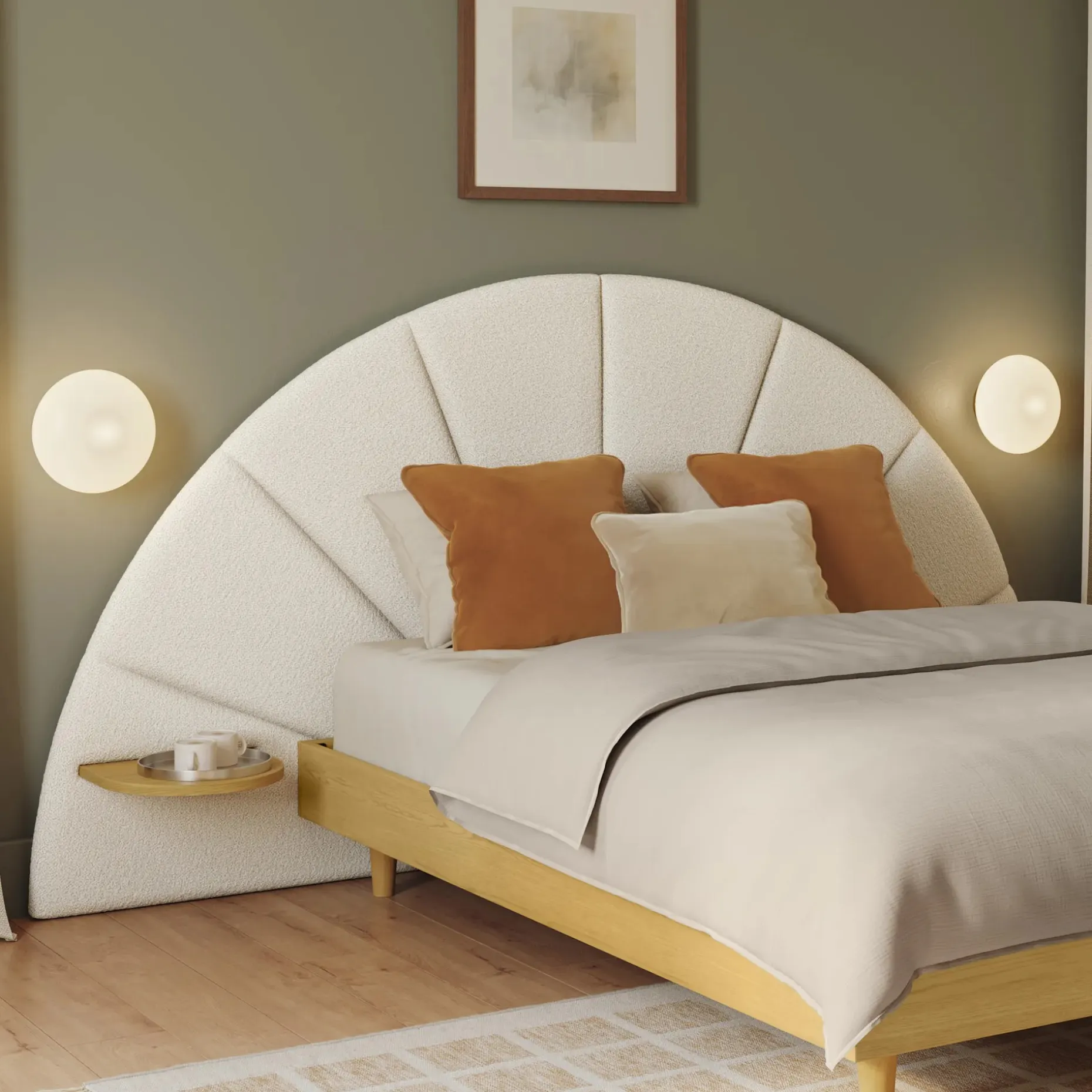 Almelo Full Headboard - Ivory Wool Bouclé