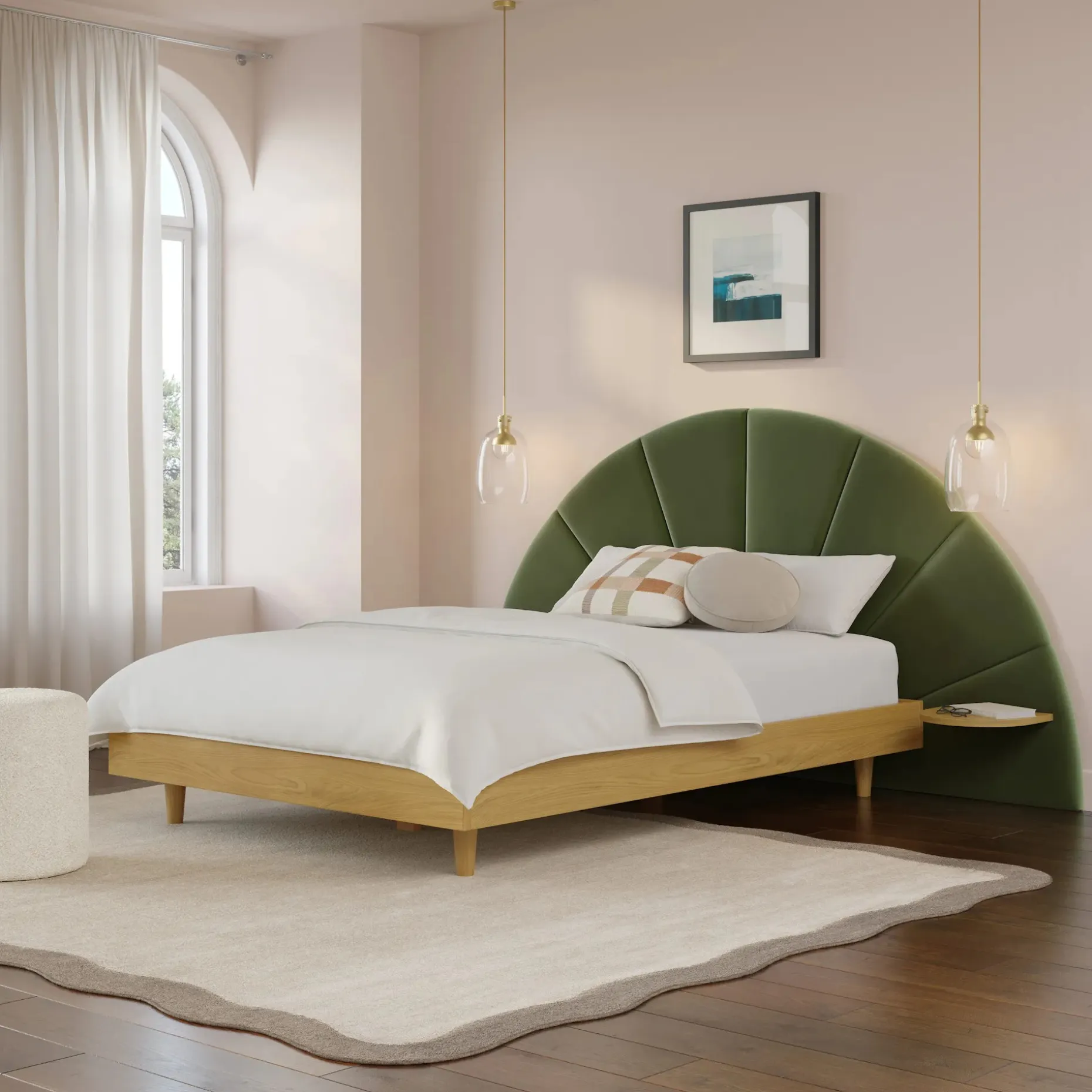 Almelo Full Velvet Headboard - Hale Serrano Green
