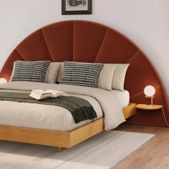 Almelo King Velvet Headboard - Hale Rust