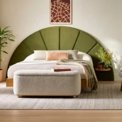 Almelo Queen Velvet Headboard - Hale Serrano Green