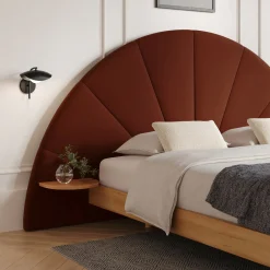 Almelo Queen Velvet Headboard - Hale Rust