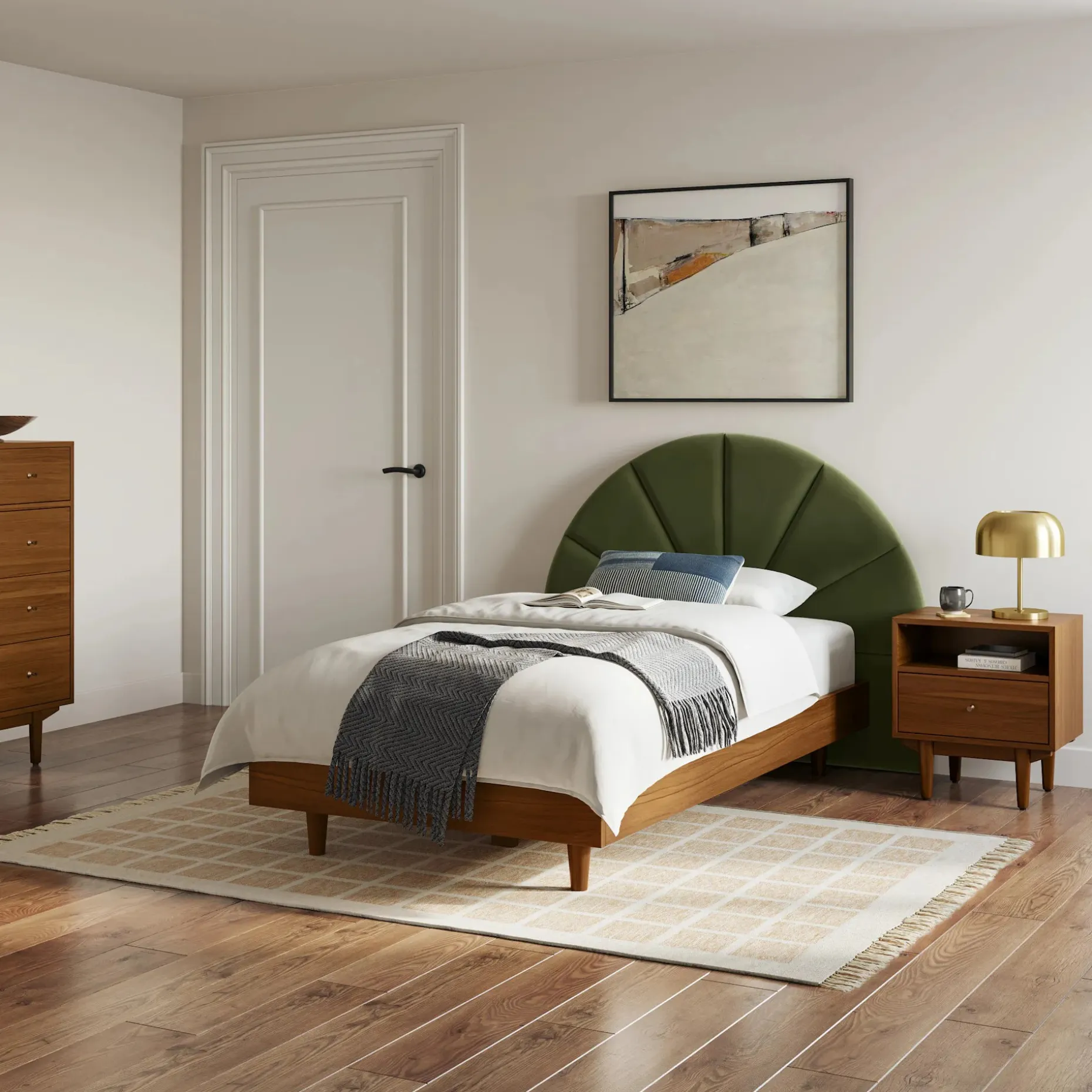 Almelo Twin Velvet Headboard - Hale Serrano Green