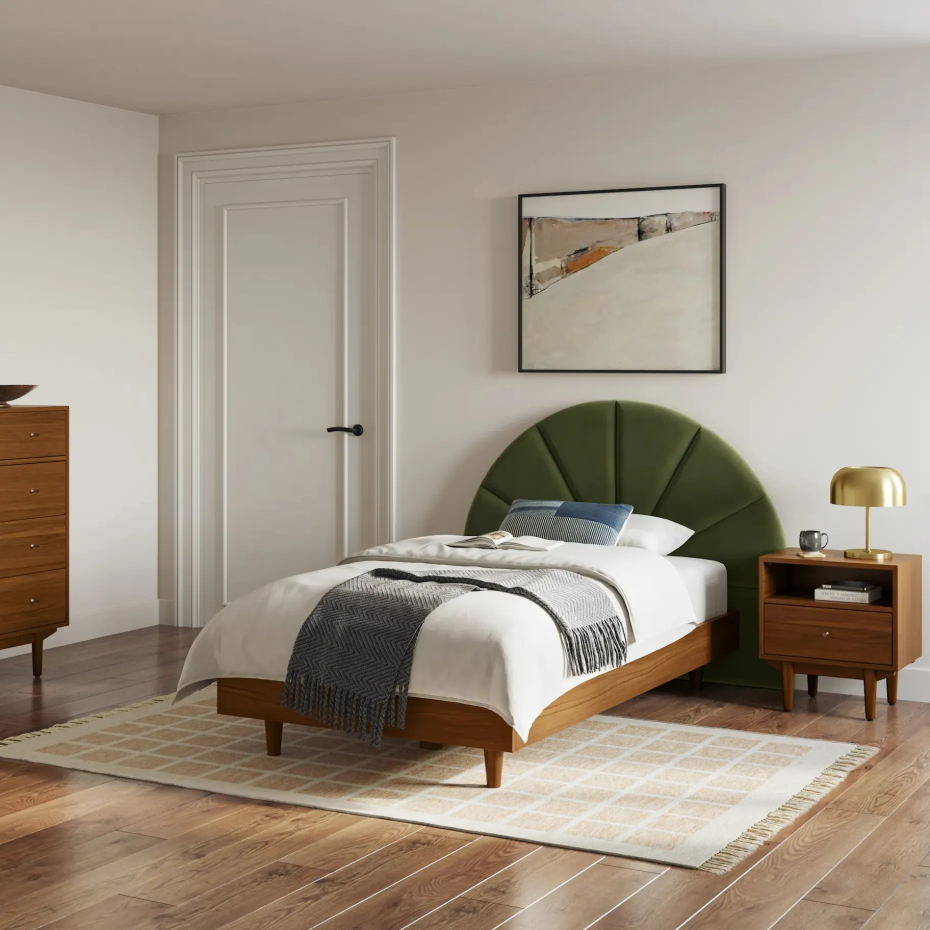 Almelo Twin Velvet Headboard - Hale Serrano Green