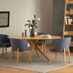 Alta Dining Armchair - Oak and Nocturnal Blue