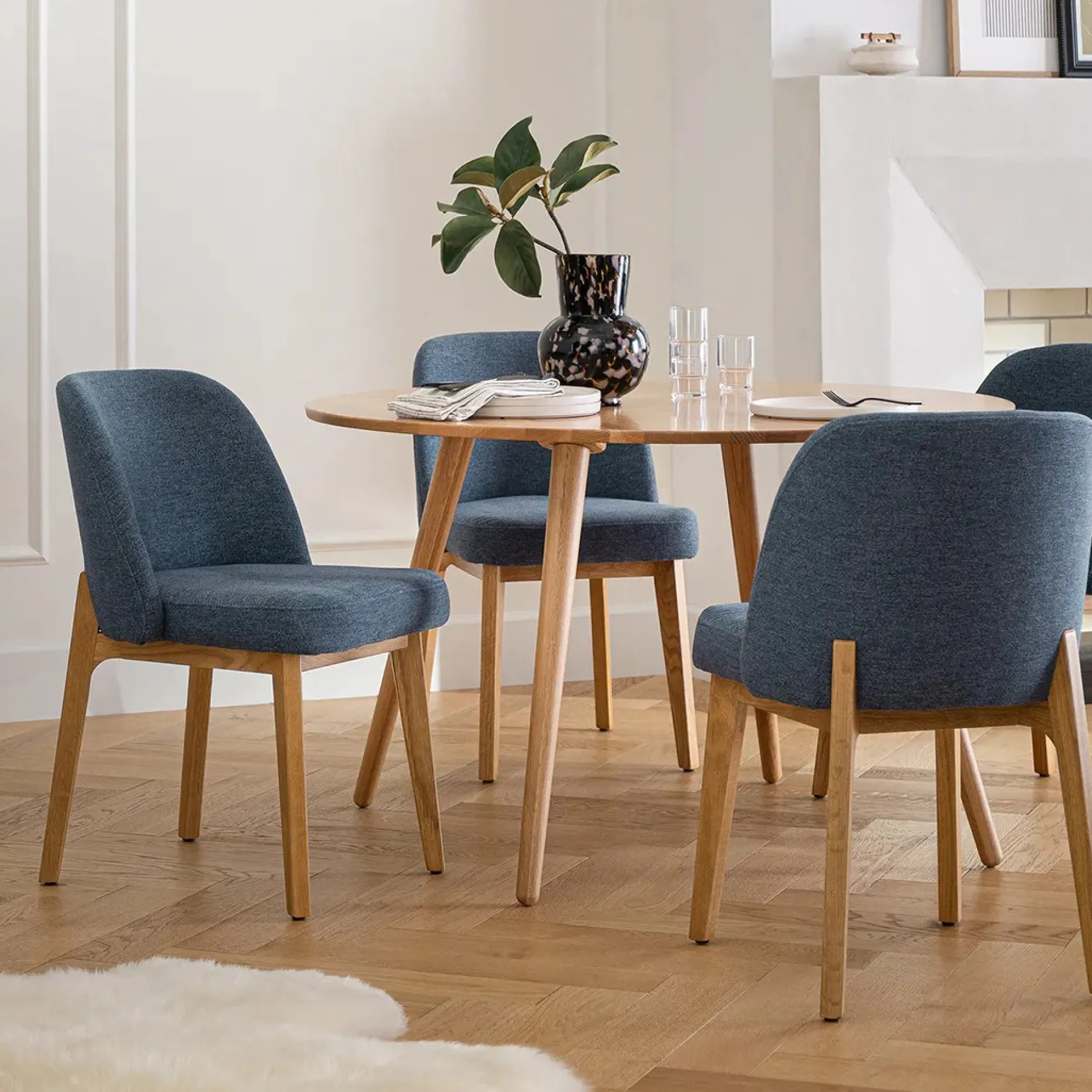 Alta Dining Chair - Oak and Nocturnal Blue