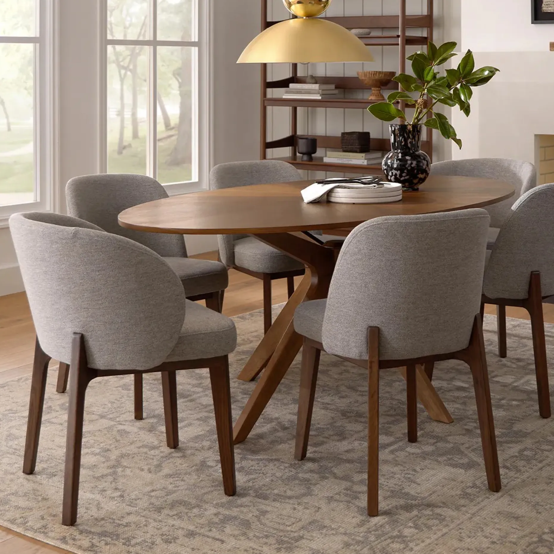 Alta Dining Chair - Walnut and Camellia Gray