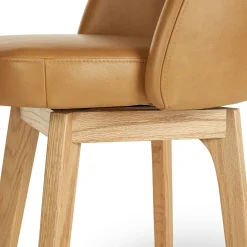 Alta Leather Swivel Counter Stool - Light Oak and Taos Tan