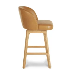 Alta Leather Swivel Counter Stool - Light Oak and Taos Tan