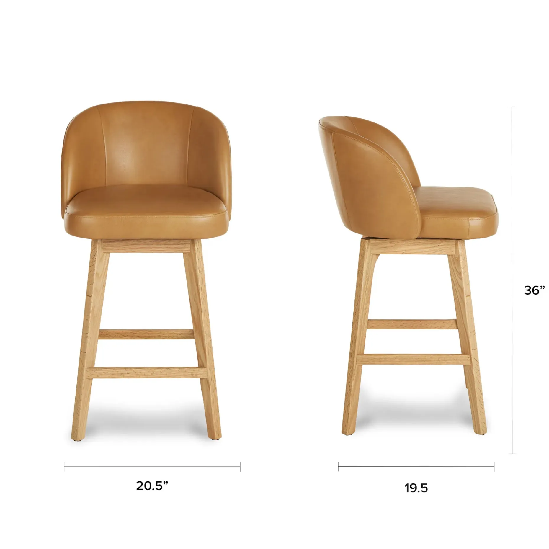 Alta Leather Swivel Counter Stool - Light Oak and Taos Tan