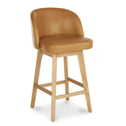 Alta Leather Swivel Counter Stool - Light Oak and Taos Tan