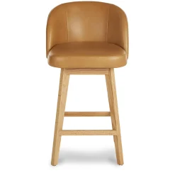 Alta Leather Swivel Counter Stool - Light Oak and Taos Tan