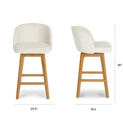 Alta Swivel Counter Stool - Oak and Camellia Ivory