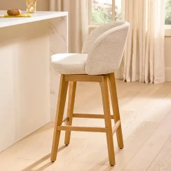 Alta Swivel Counter Stool - Oak and Camellia Ivory