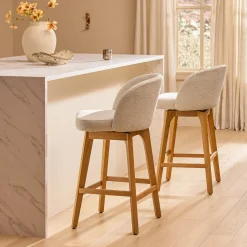 Alta Swivel Counter Stool - Oak and Camellia Ivory
