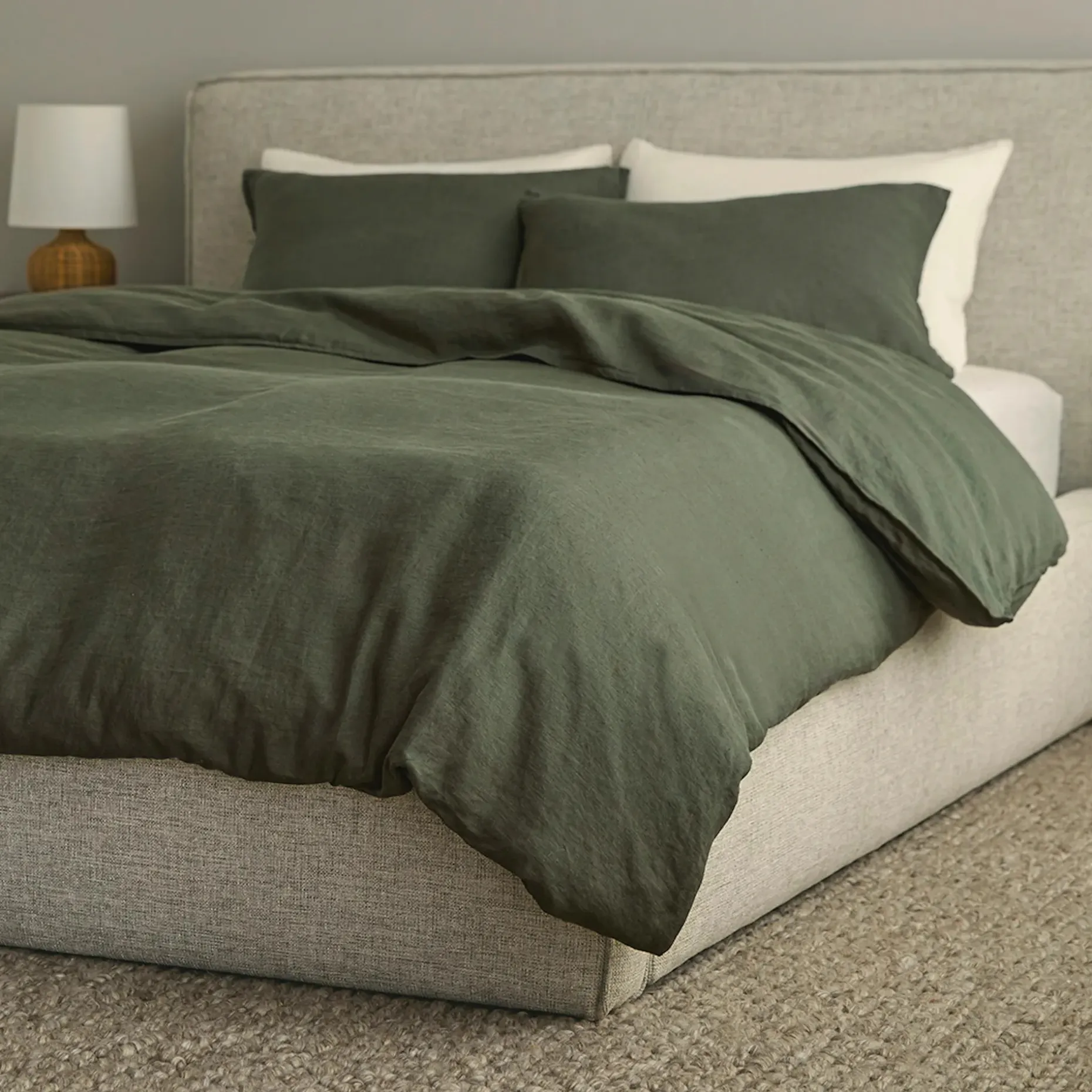 Alto King Linen Duvet Cover - Green