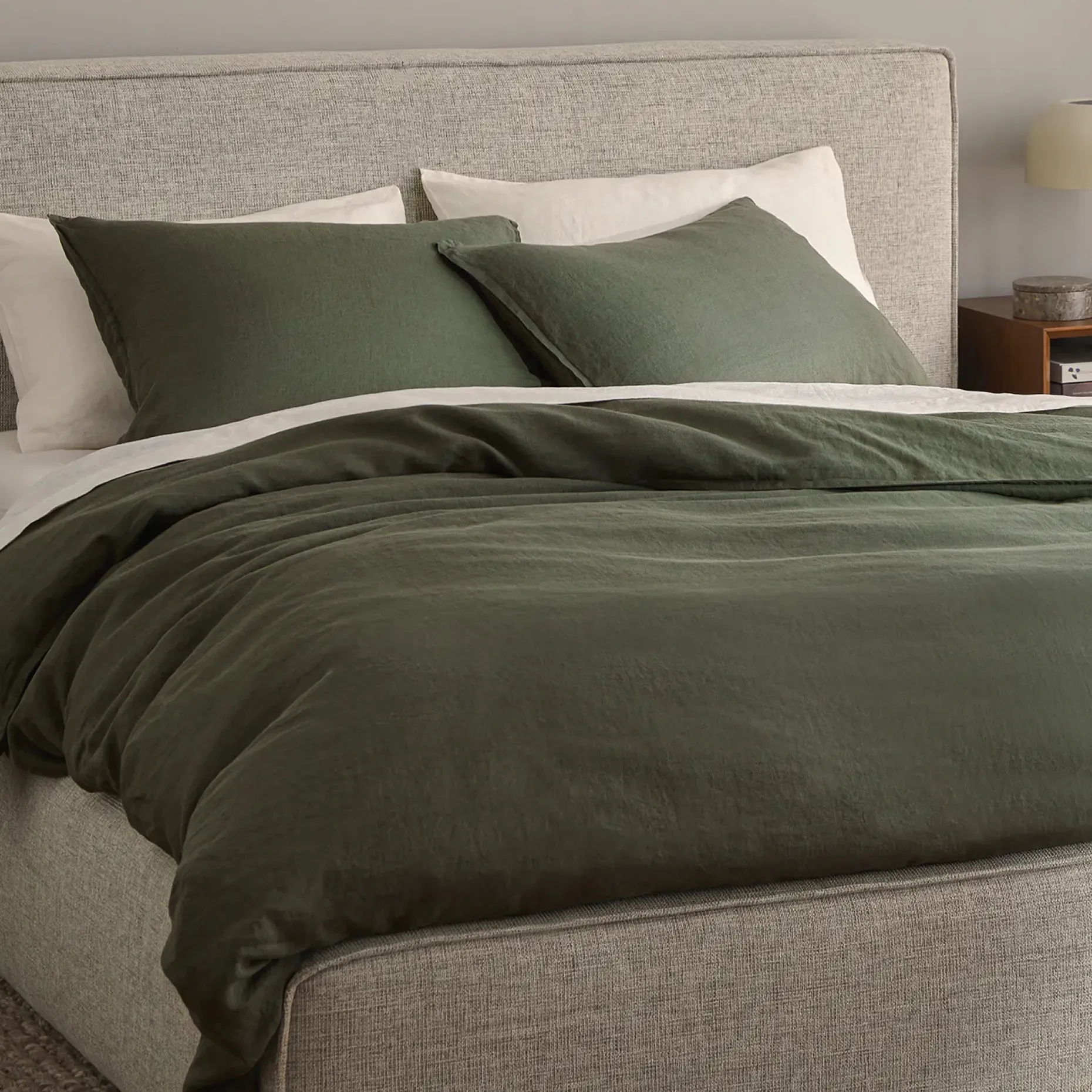 Alto King Linen Duvet Cover - Green