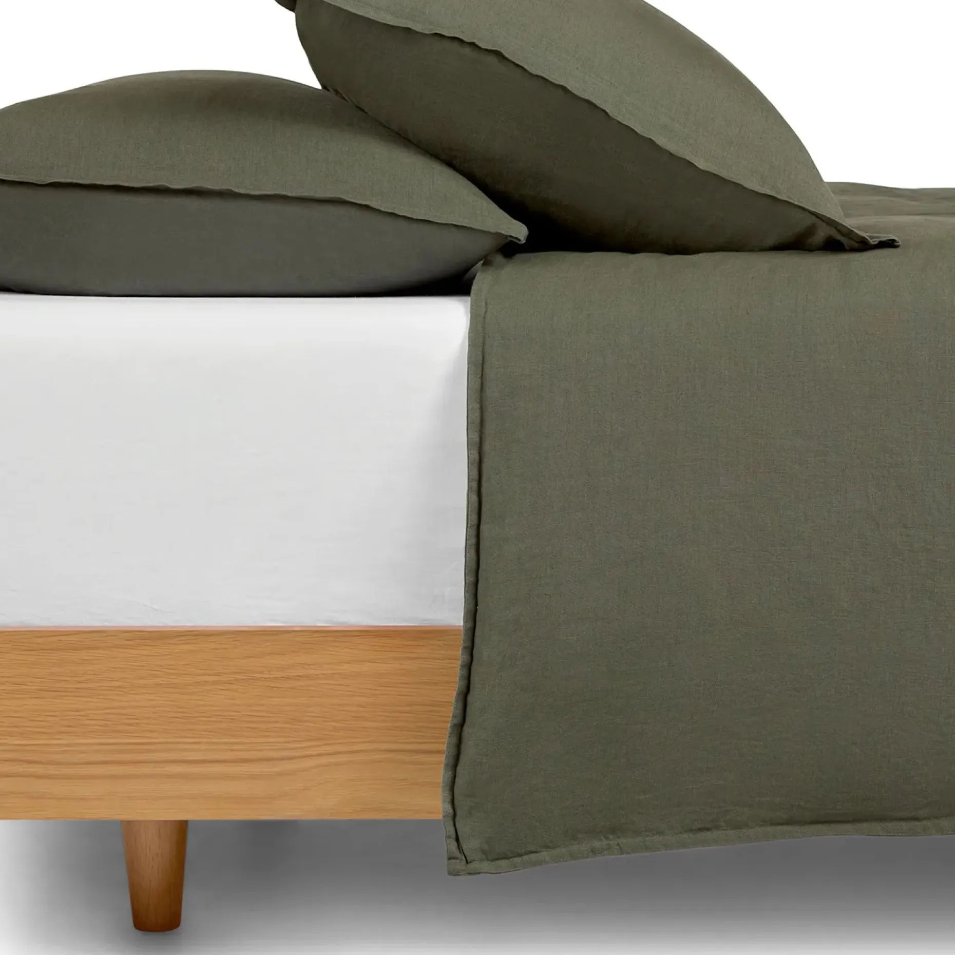 Alto King Linen Duvet Cover - Green