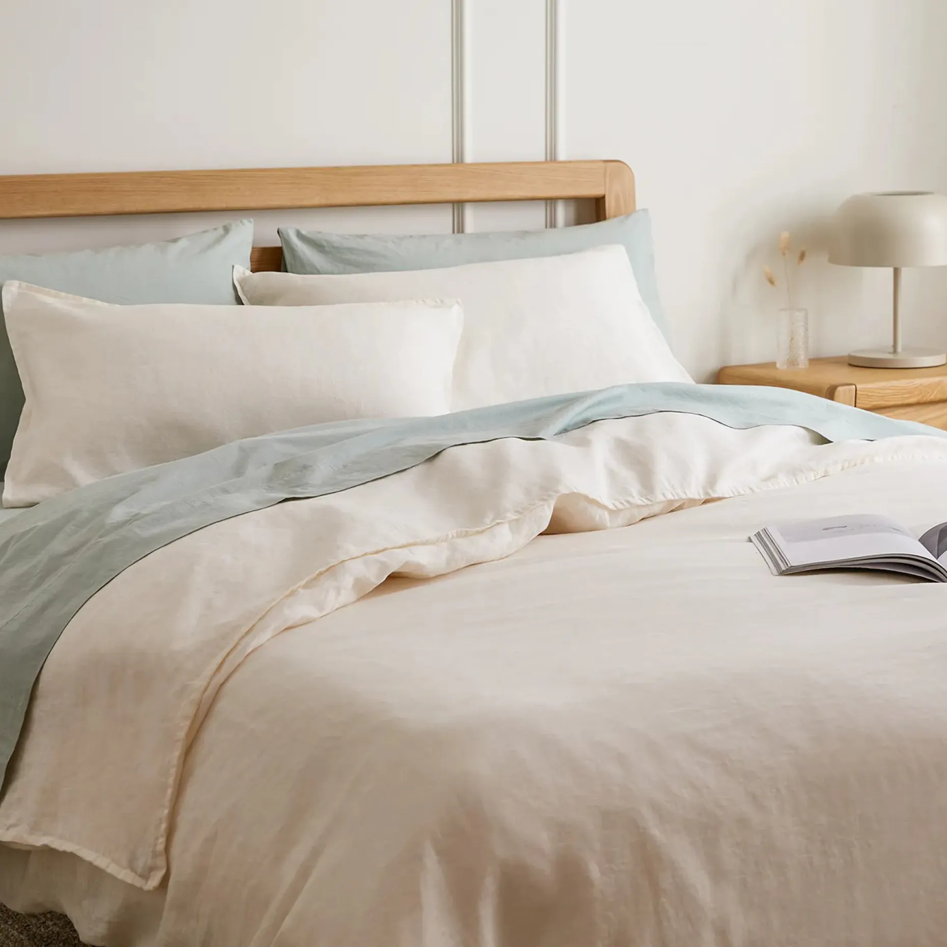 Alto King Linen Sham Set - Ivory White