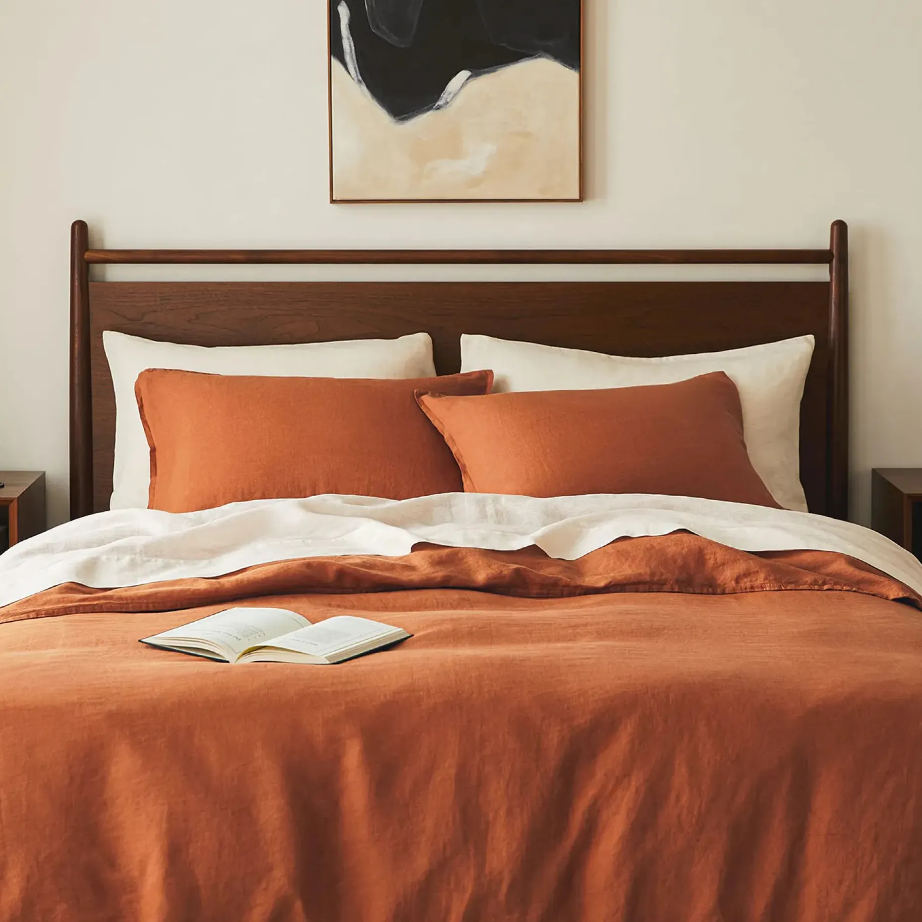Alto Queen Linen Duvet Cover - Clay