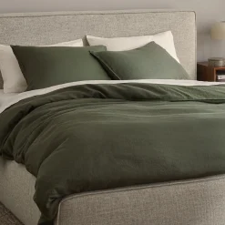Alto Queen Linen Duvet Cover - Green