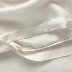 Alto Queen Linen Duvet Cover - Ivory White